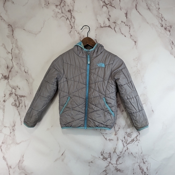 The North Face Coat Girls 6 XS Blue Gray Puffer Perrito Reversible Jacket - Picture 2 of 16